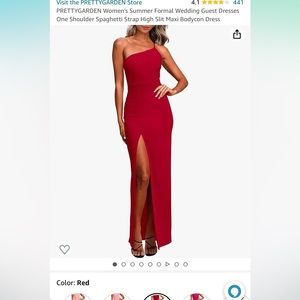 One shoulder red maxi dress